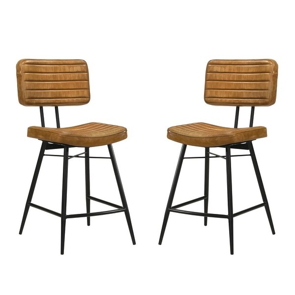 Set of 2 PU Counter Height Stool with Metal Legs