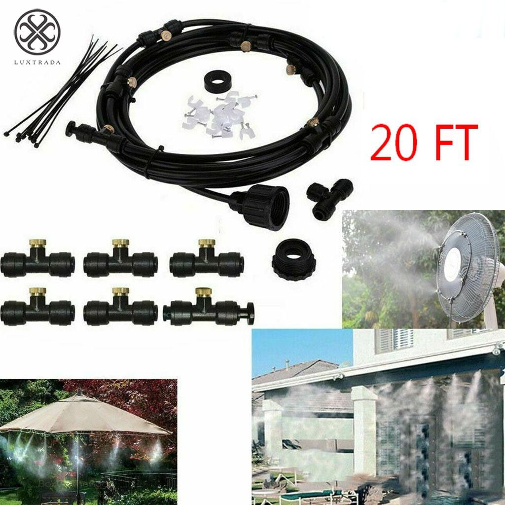 Luxtrada 20FT Outdoor Misting Cooling System Fan Cooler Patio Water Mister Mist Nozzles