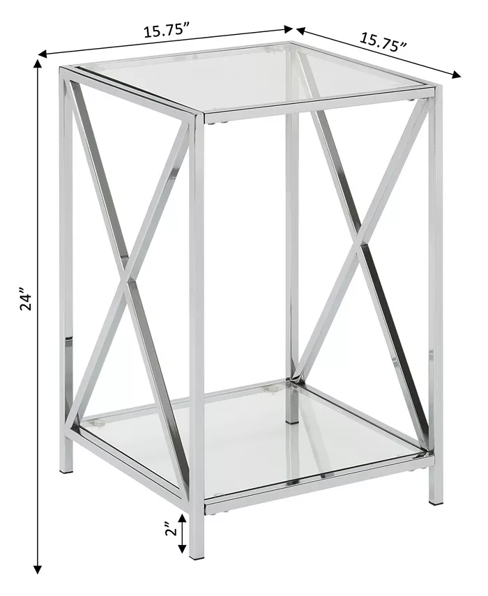 Convenience Concepts Oxford Chrome End Table with Shelf