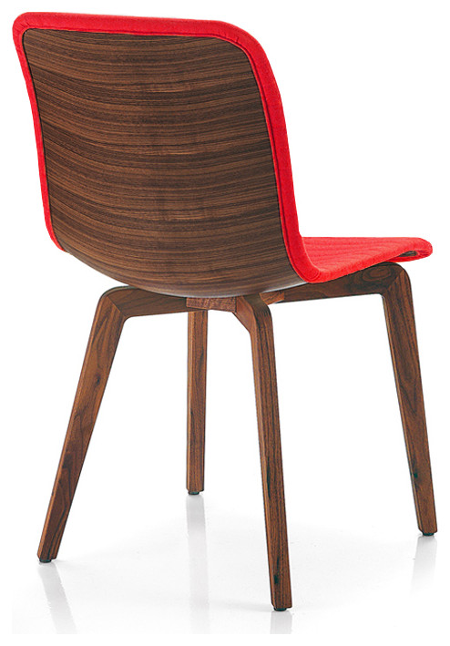 Vidor Dining Chair  Red Pu Cover Seat And Walnut Veneer Back   Modern   Dining Chairs   by Love Sofa  Houzz