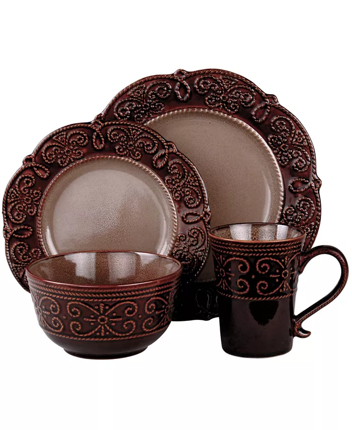 Elama Bonita 16 Piece Stoneware Dinnerware Set Service for 4