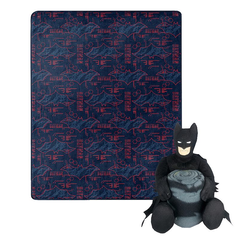 Batman Cyber Symbols Character Hugger Pillow and Silk Touch Throw Set