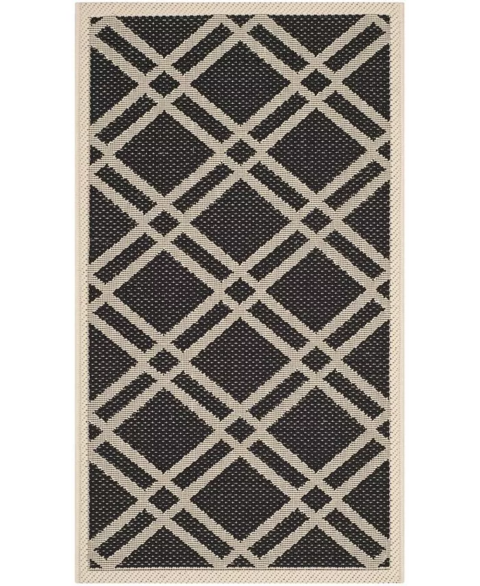 Safavieh Courtyard CY6923 Black and Beige 2'7 x 5' Sisal Weave Outdoor Area Rug