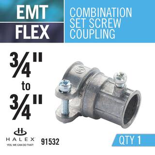 Halex 34 in. Electrical Metallic Tube (EMT) EMT to Flex Combination Coupling 91532