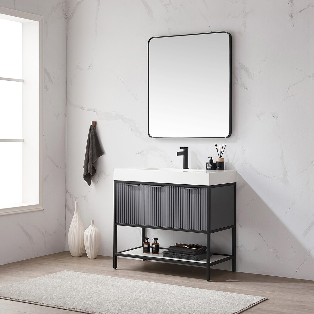 Marcilla 36 in. Single Sink Bath Vanity with Stone Sink Top