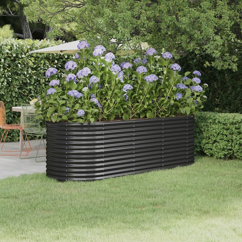 vidaXL Raised Garden Bed Raised Flower Bed Galvanized Steel Outdoor Planter