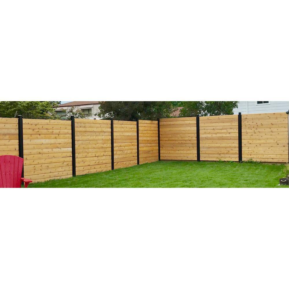 Slipfence 91 in. x 1-14 in. x 1-14 in. Black Aluminum Fence Channels for 8ft. High fence 2 per pack includes screws SF2-HCK08