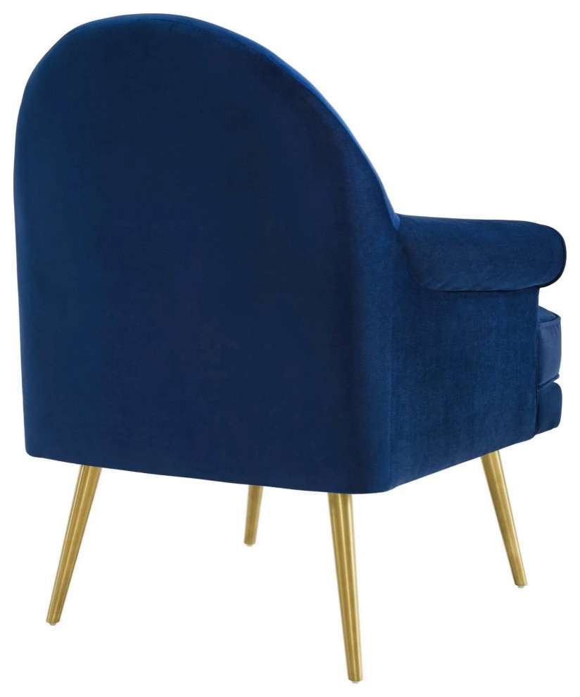 Chiara Navy Tufted Button Accent Performance Velvet Armchair   Midcentury   Armchairs And Accent Chairs   by Peachtree Fine Furniture  Houzz