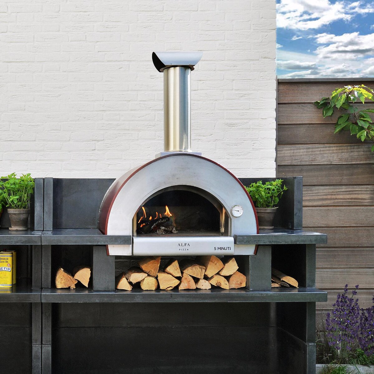 Alfa 5 Minuti 23-Inch Outdoor Countertop Wood-Fired Pizza Oven