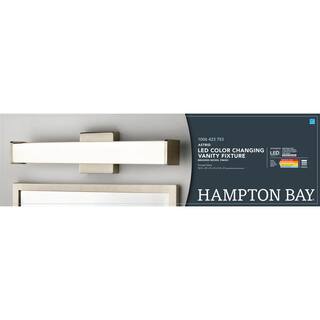 Hampton Bay Astrid 24 in. Brushed Nickel 5-CCT LED Bathroom Vanity Light Bar with Frosted Glass KPU1301LX-04BN