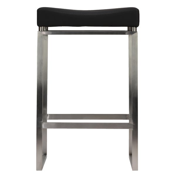 Cortesi Home Isis Counter-Height Stool in Brushed Stainless Steel， Black