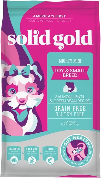 Solid Gold Mighty Mini Gut Health Small and Toy Breed Grain-Free Salmon， Lentil and Green Bean Dry Dog Food