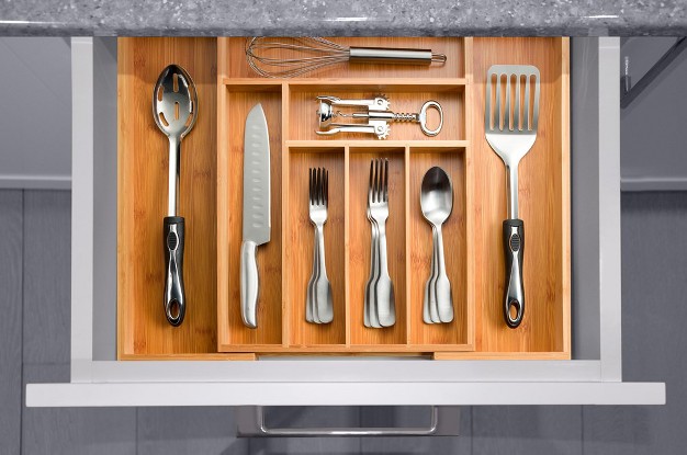 Utensil Drawer Organizer Expandable 8 Compartment Utensil Cutlery Tray By Bambusi