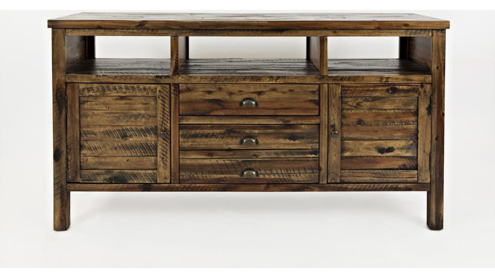 Artisan  x27s Craft 60 Media Console   Dakota Oak   Rustic   Entertainment Centers And Tv Stands   by VirVentures  Houzz