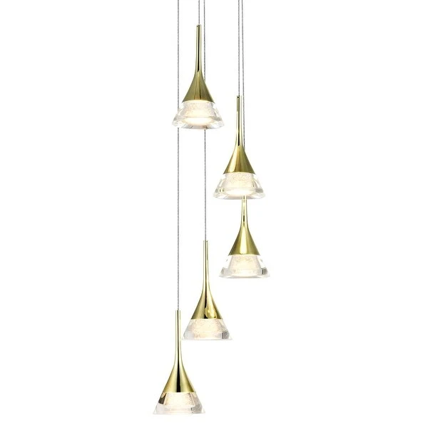 VONN Lighting Amalfi 5-Light ETL Certified Integrated LED Adjustable Chandelier Shades Gold - 11 