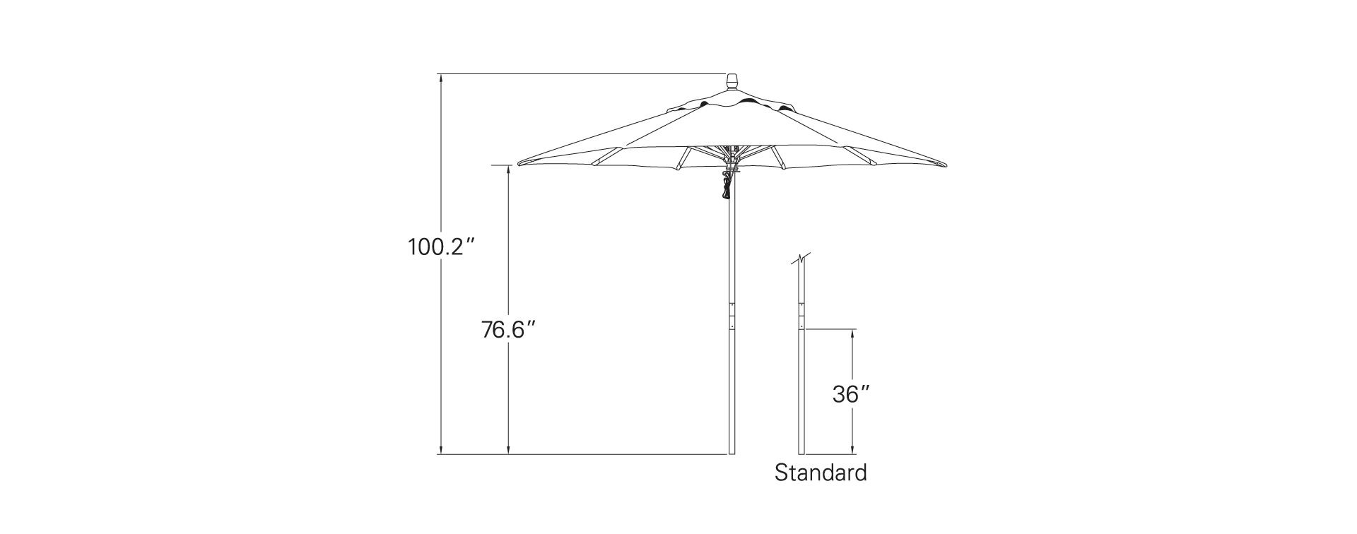 Treasure Garden 9' Quad Pulley Lift Octagon Hardwood Frame Umbrella