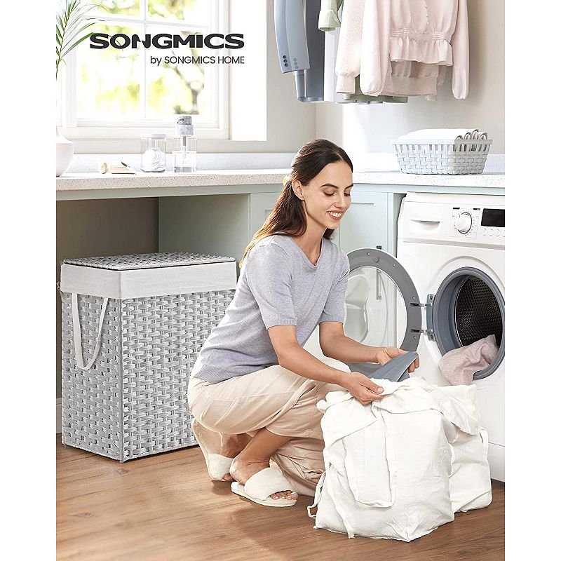 Double Laundry Hamper With Lid For Bathroom