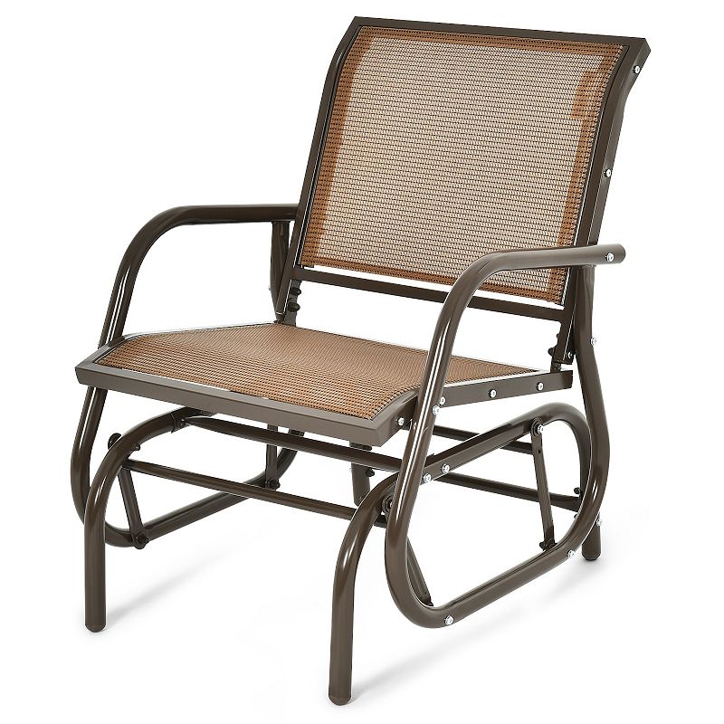 Outdoor Single Swing Glider Rocking Chair with Armrest