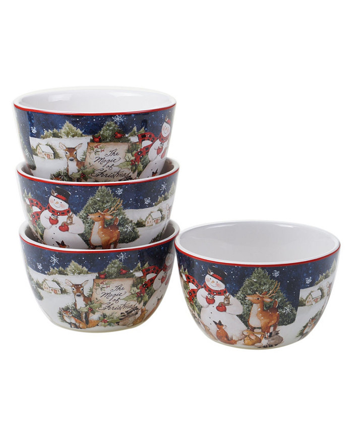 Certified International Magic of Christmas Snowman 4 Piece Ice Cream Bowl