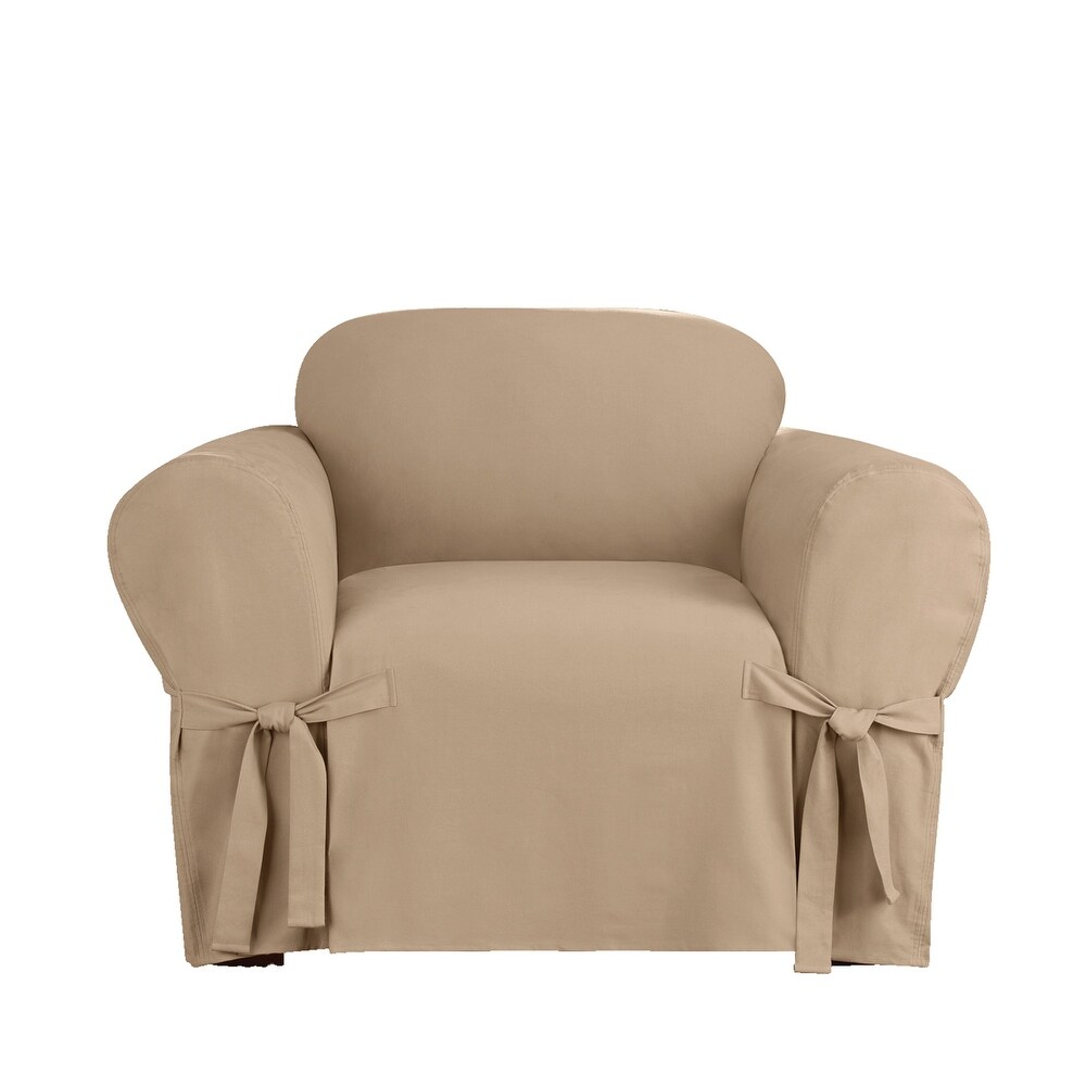 SureFit Heavyweight Cotton Duck One Piece Chair Slipcovers with Seat Elastic