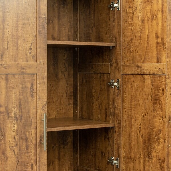 High Wardrobe Cabinet with 2 Doors，2 Drawers and 5 Storage Spaces - - 37427630