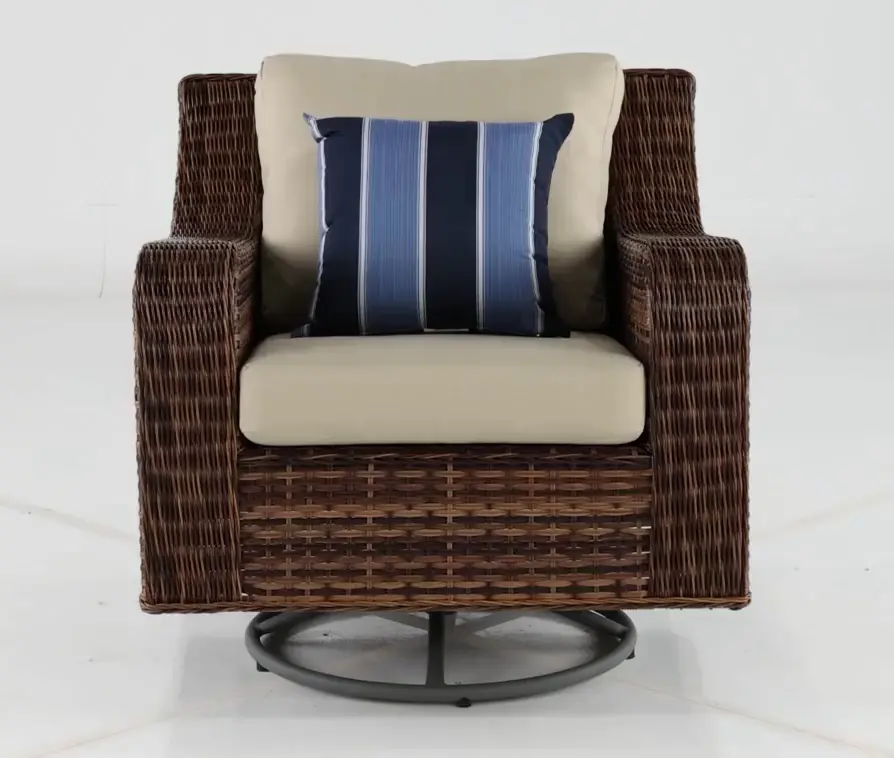 Tortola Swivel Linen Outdoor Patio Wicker Chair