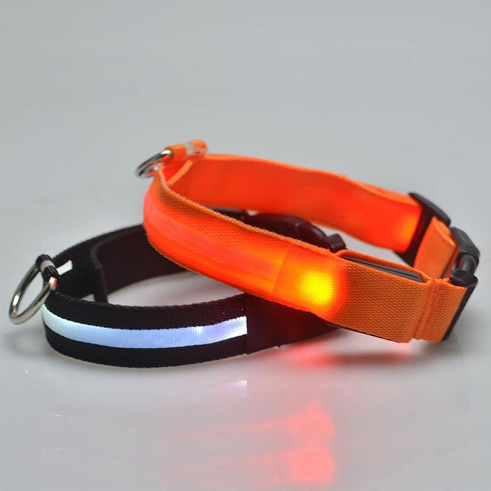 Pet Light Up Led Collar Dog Leash， Silk Mesh Nylon Light-emitting Small Collar， Water-resistant Glow In The Dark Dog Collars Black Xl