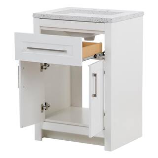 Home Decorators Collection Clady 24.5 in. W x 18.8 in. D x 35.4 in. H Freestanding Bath Vanity in White with Silver Ash Cultured Marble Top HD2024P2-WH