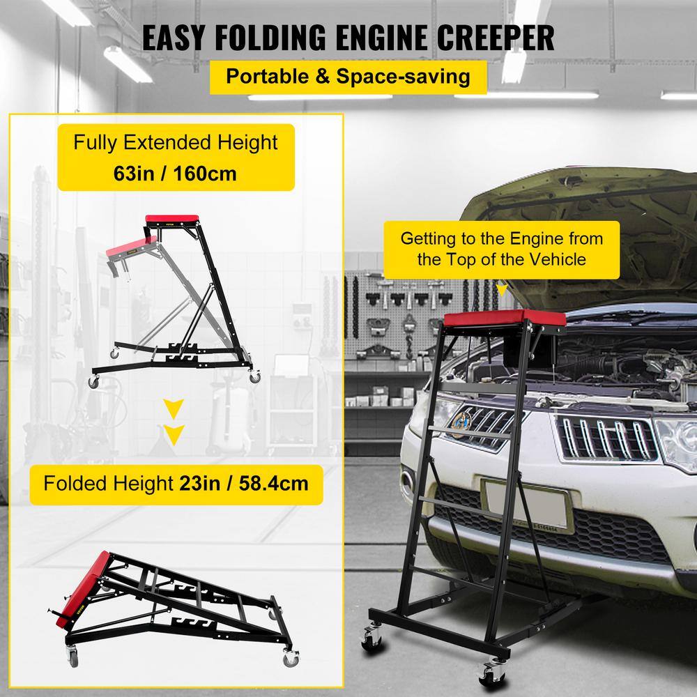 VEVOR Topside Creeper 400 lbs. Topside Automotive Engine Creeper Adjustable Height Foldable with 4 Casters Padded Deck HSKZDQCFDJXLCFLNIV0