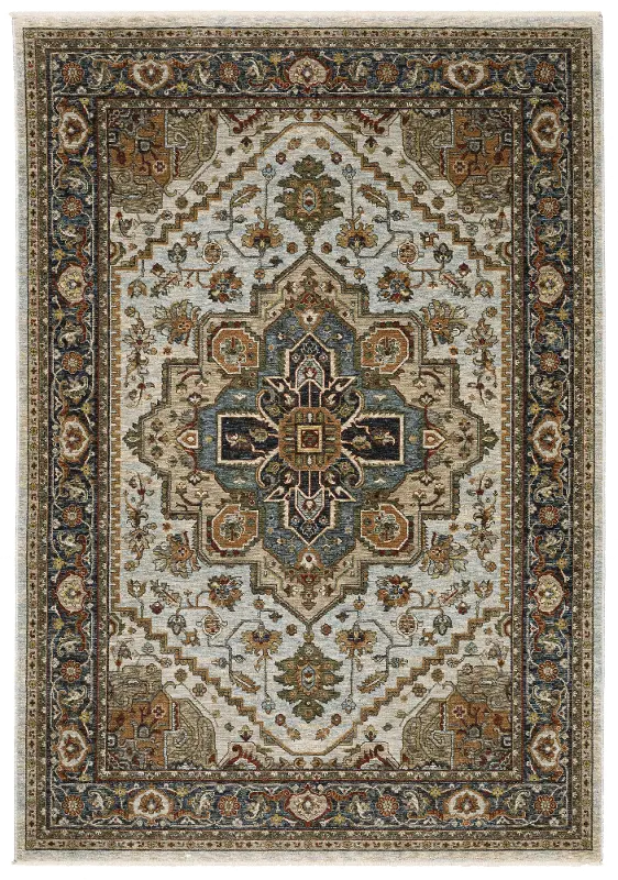 Aberdeen 5 x 8 Ivory and Blue Area Rug