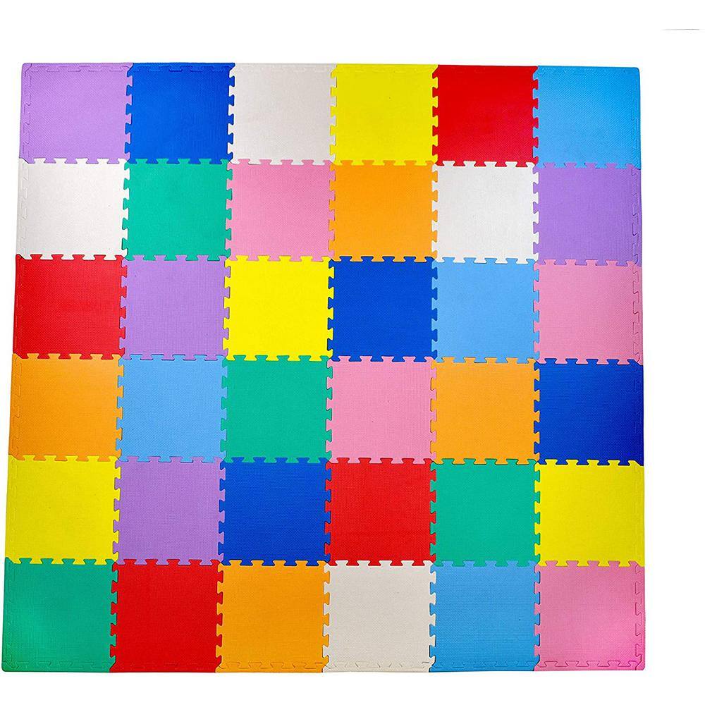 KC CUBS Multicolor 12 in. x 12 in. Exercise Children's Interlocking Puzzle EVA Play Foam Floor Mat (36 sq. ft.) (54-Borders) EVA002