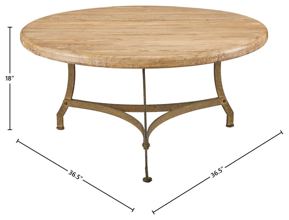 Newport Circular Elm Coffee Table   36.5 inch diameter   Industrial   Coffee Tables   by Furniture Classics  Houzz