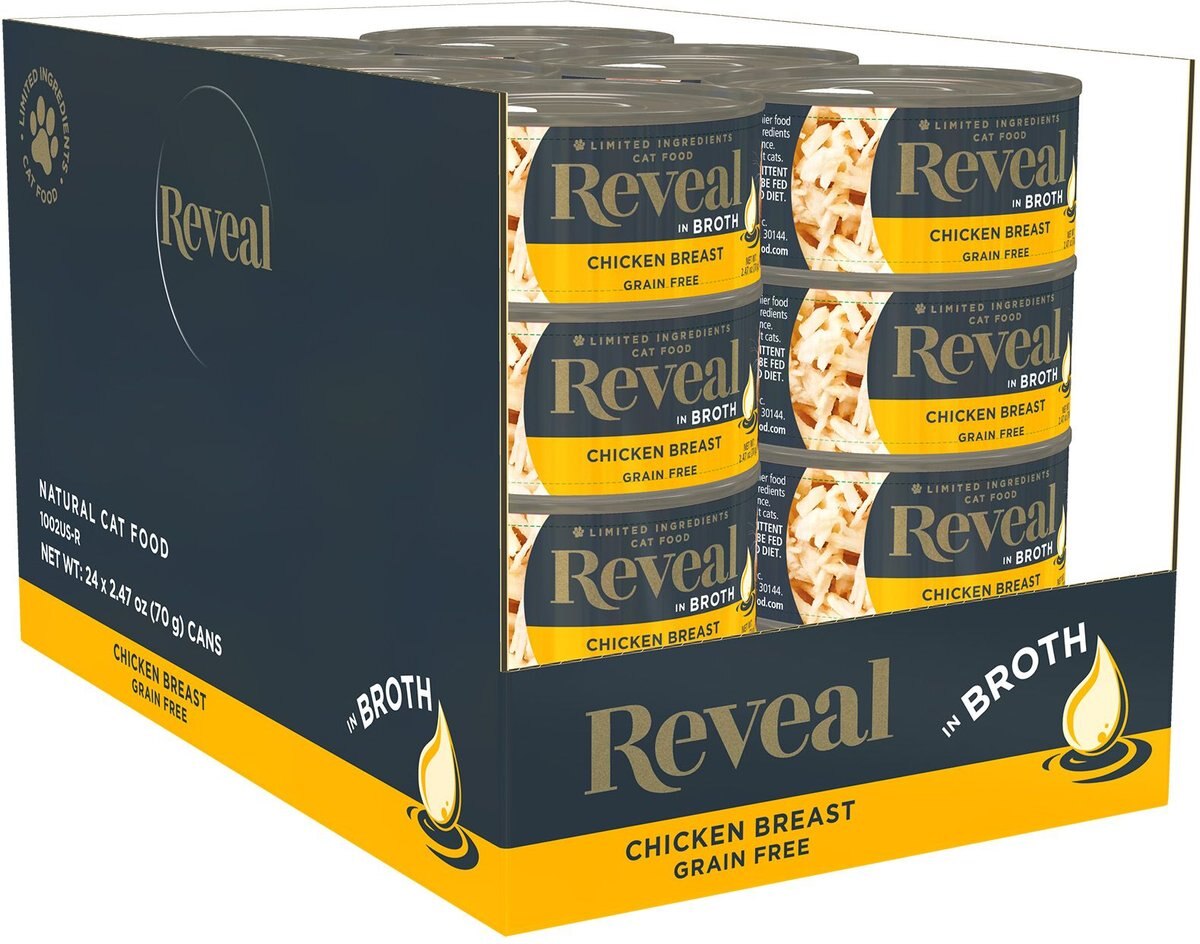 Reveal Natural Grain-Free Chicken Breast in Broth Flavored Wet Cat Food， 2.47-oz can， case of 24