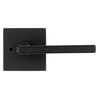 Kwikset Halifax Square Matte Black BedBath Door Lever with Lock (4-Pack) 730HFLSQT5144PK