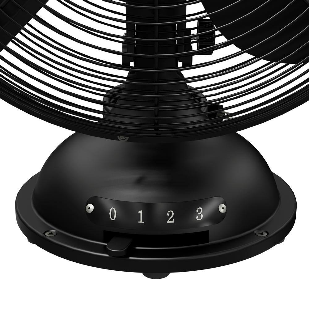 Hunter Classic 12 in. 3-speed Desk Fan in Matte Black with Non-slip Base and Easy-Carry Handle 97314