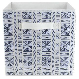 Home Basics 10.5 in. H x 10.5 in. W x 10.5 in. D Blue Fabric Cube Storage Bin HDC51552