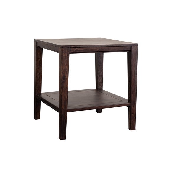 Porter Designs Fall River Solid Sheesham Wood End Table， Gray