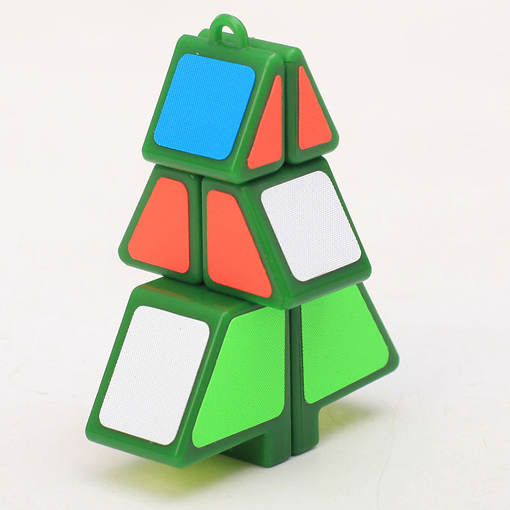 HEMOTON 2pcs Christmas Tree Shape Cube Fun Magic Cubes Educational Toys Christmas Gift for Children Kids (Black+Green)