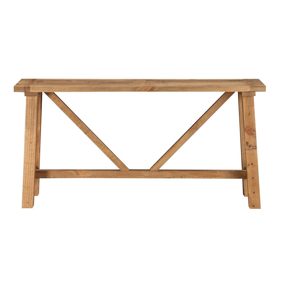 Pine Console table with Trestle Reinforced Sawhorse Base  Brown   16\