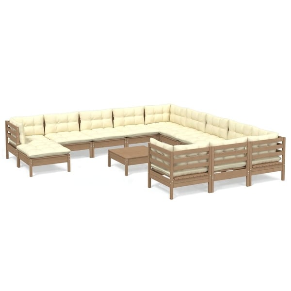 vidaXL Solid Pinewood Patio Lounge Set 6 Piece with Cushions Multi Colors