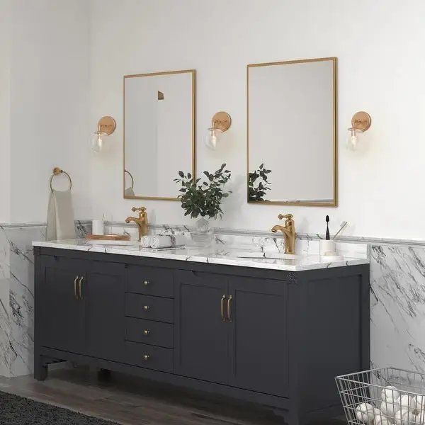 Koini Modern Glam Gold Bathroom Vanity Lights Seeded Glass Globe Wall Sconces