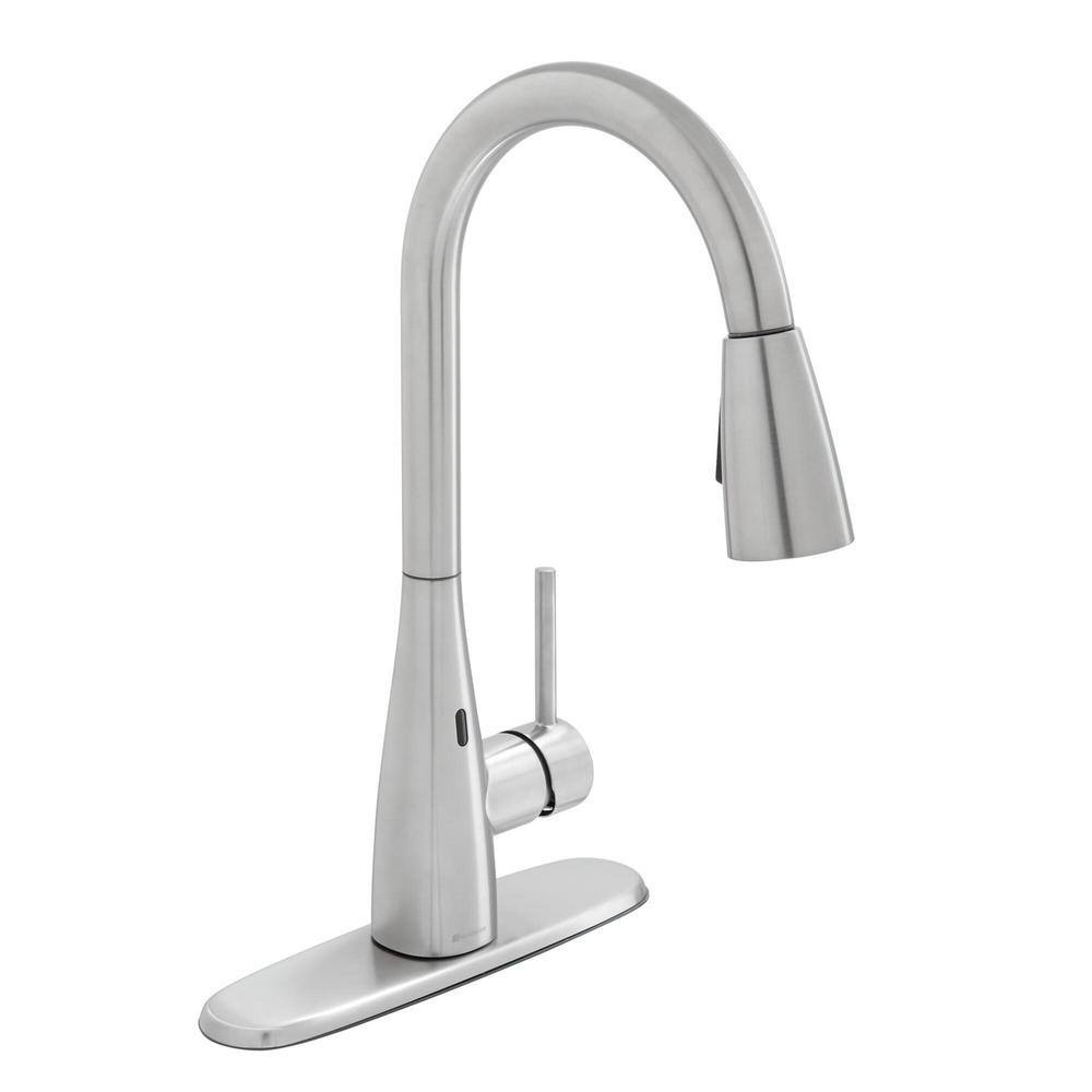 Glacier Bay Vazon Touchless Single-Handle Pull-Down Sprayer Kitchen Faucet with TurboSpray and FastMount in Stainless Steel HD67798W-1108D2