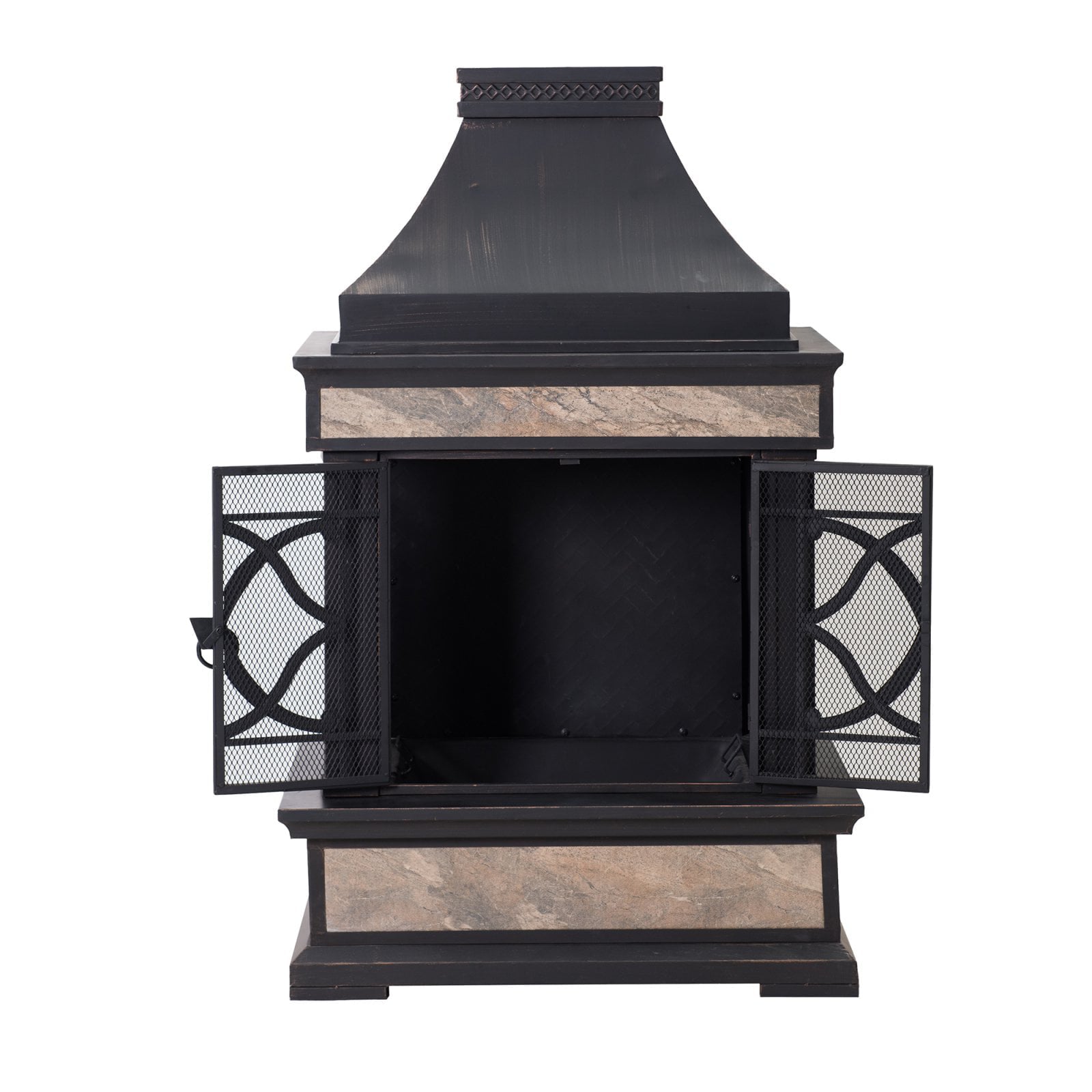 Heirloom Slate Fireplace-Black With Golden Brush