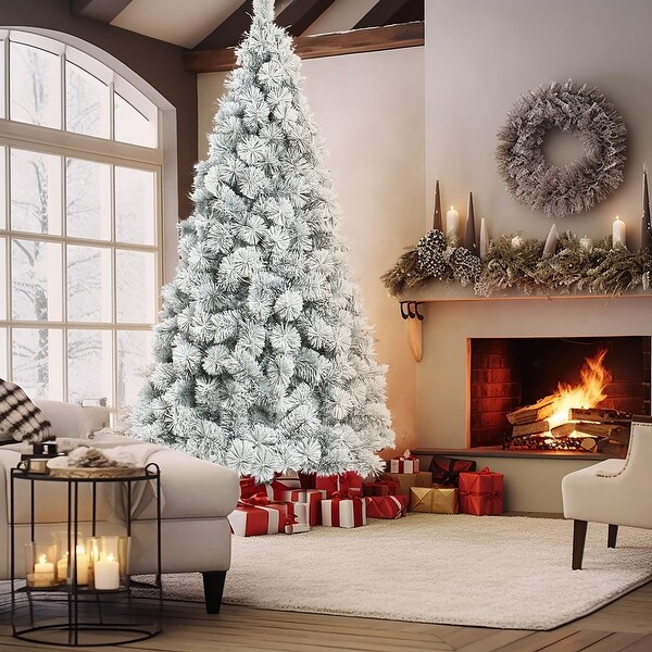 7.7Ft Full Artificial SnowFlocked Christmas Tree