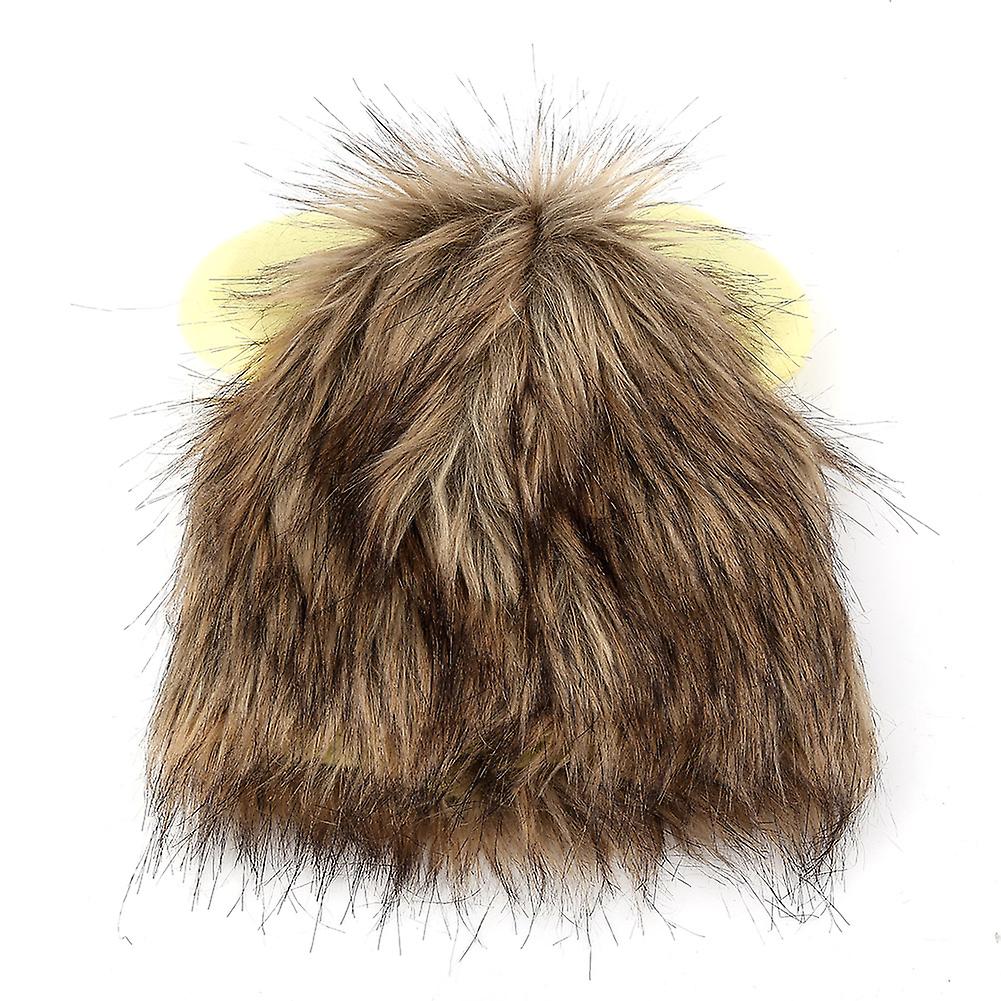 Funny Cute Lion Mane Wig Autumn Winter Hat Cap for Pet Gog Cat Halloween Theme Party Costume S