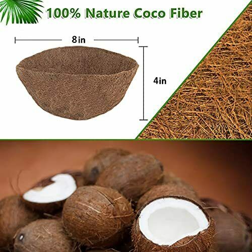 EROCK 2pcs 8" Round Coco Coir Liners Replacement for Hanging Basket, 100% Natural Pre-Formed Coconut Fiber Planter Liners for Garden Flower Vegetables Pot/Wall Hanging Baskets/Fence Flower Baskets