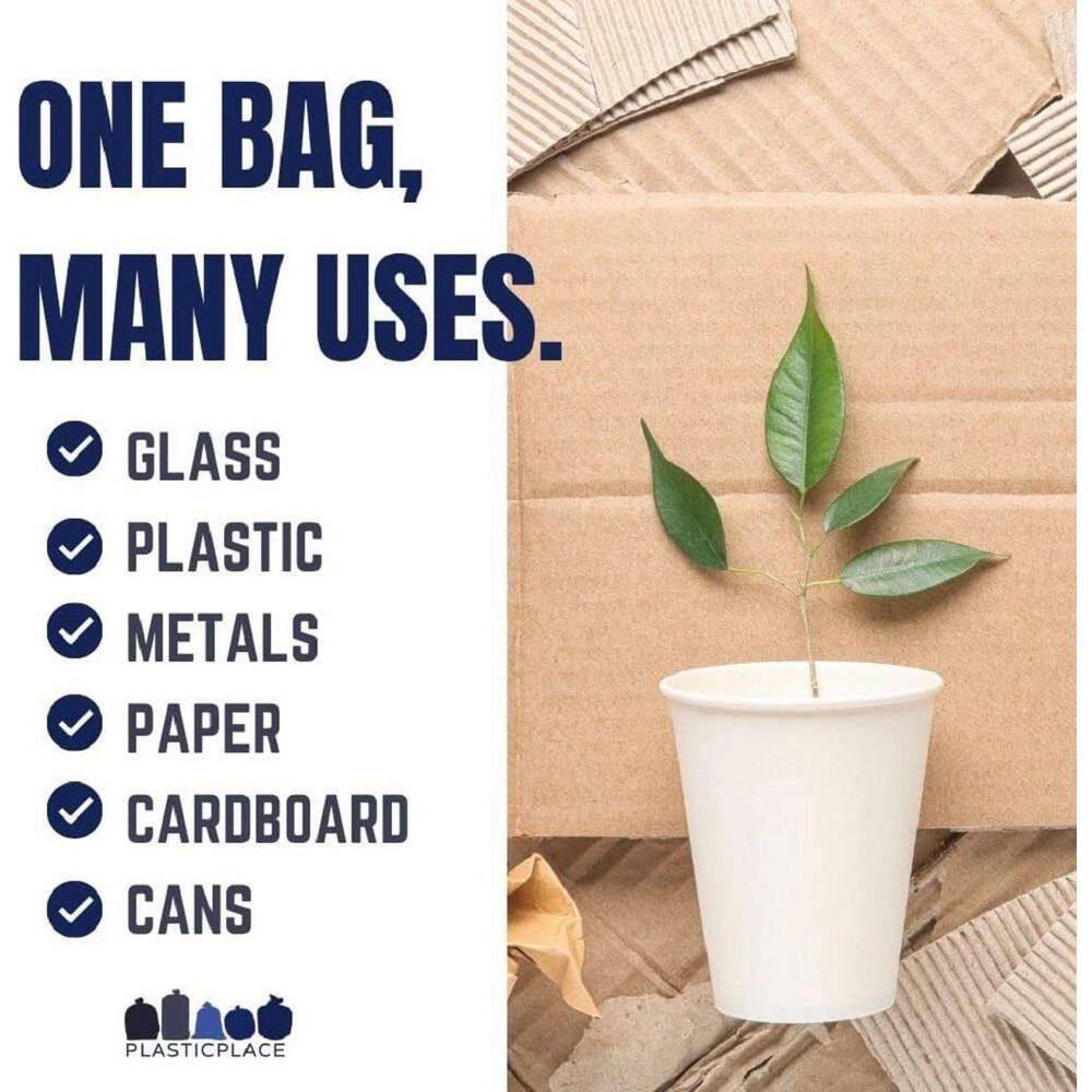 Plasticplace 12-16 Gal. Blue Recycling Bags with Symbol (Case of 250) H-RBL31LOGO