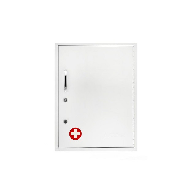 Adirmed 21 In H X 16 In W Dual Lock Medicine Security Medical Cabinet In White With Pull out Shelf