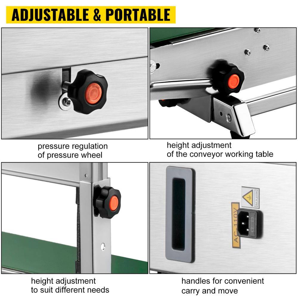 VEVOR Silver Automatic Continuous Band Sealer Digital Temperature Control Vertical Automatic Sealing Machine for Bag Film FRB-770LSBMLXFKJ1V1