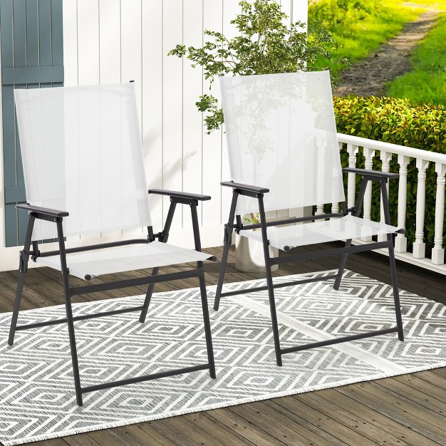 Tangkula Set Of 4 Patio Portable Metal Folding Chairs Dining Chair Set White